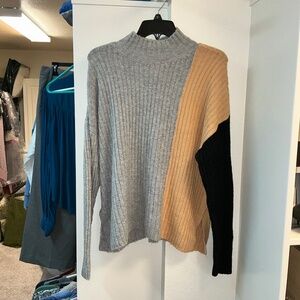 Like new Calvin Klein Colorblock Mock Neck Sweater - Gray Women's Knitwear